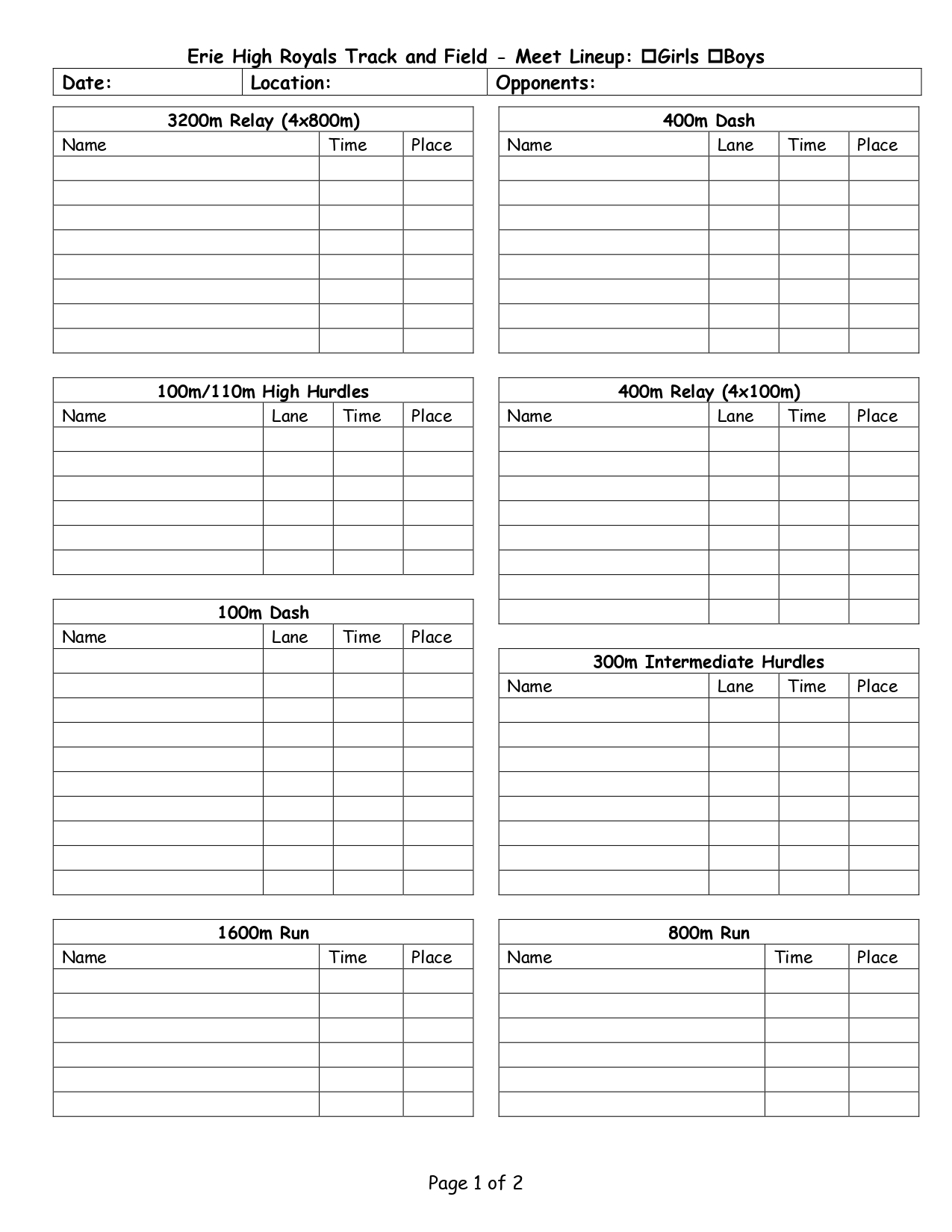 Meet Lineup Sheets PG1